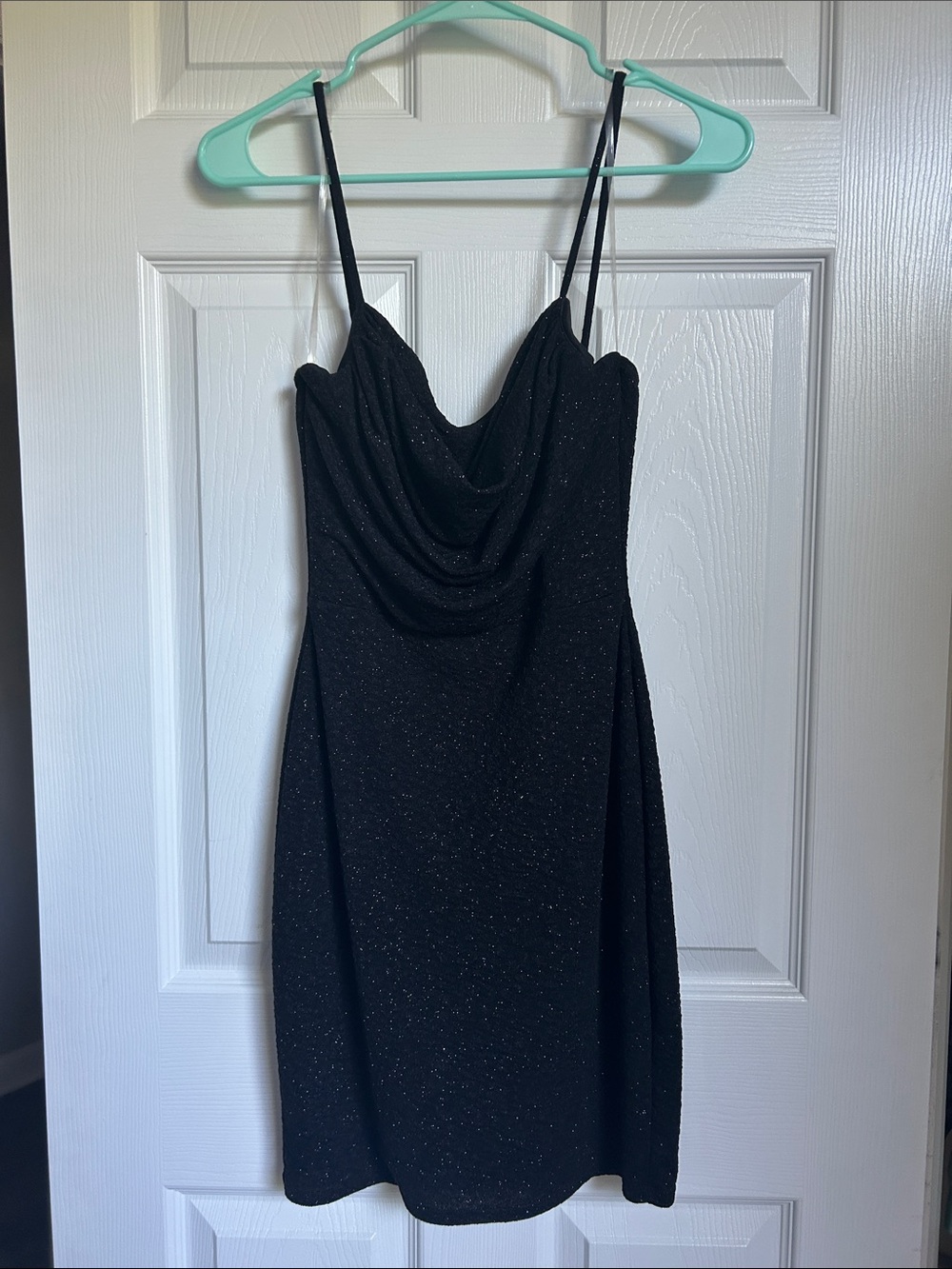 Windsor Black Sparkle Cowl Mini Dress